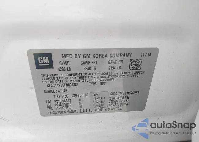 KL4CJASB5FB091885: 44110297