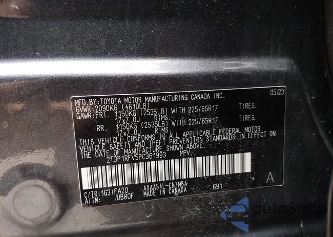 2T3P1RFV5PC361993: 44110298