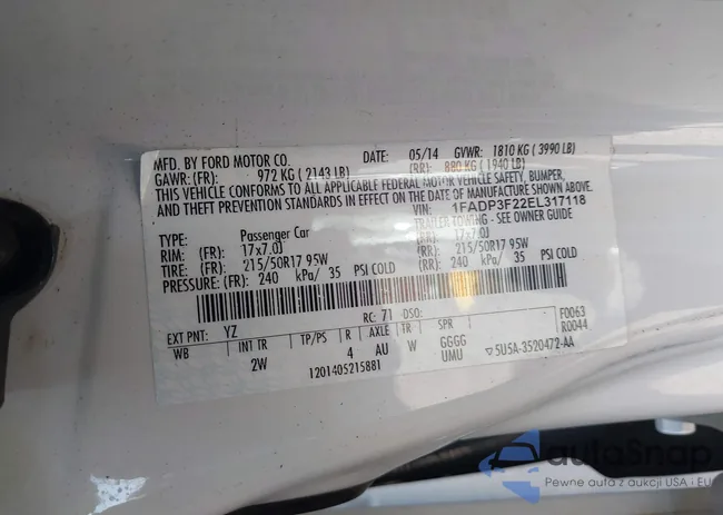 1FADP3F22EL317118: 44111507