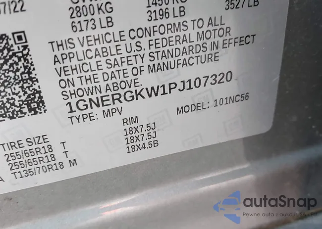 1GNERGKW1PJ107320: 44111614