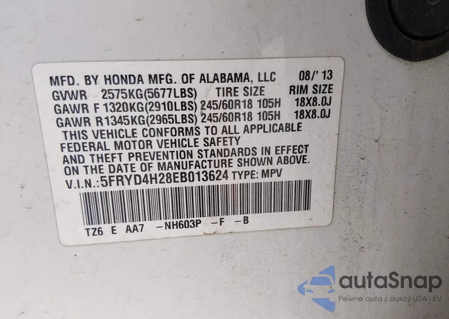 5FRYD4H28EB013624: 44111624