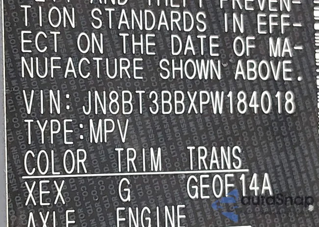 JN8BT3BBXPW184018: 44111630