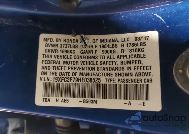 19XFC2F79HE038525: 44111656