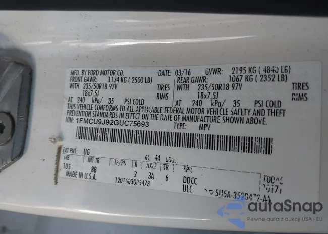 1FMCU9J92GUC75693: 44111679