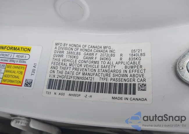 2HGFE2F53NH504721: 44111695