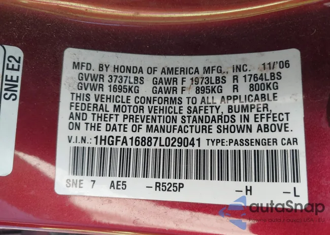 1HGFA16887L029041: 44111762