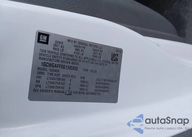 1GCWGAFF6G1305935: 44111791