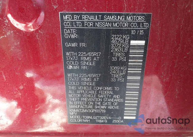 KNMAT2MV3GP611719: 44111920