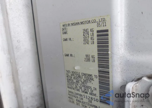 1N4AL2APXBN512850: 44111938