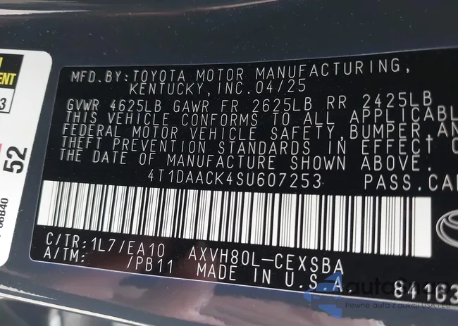 4T1DAACK4SU607253: 44112101