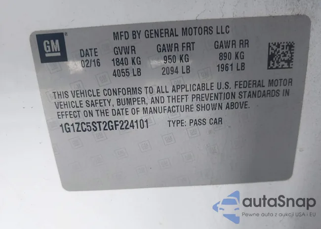 1G1ZC5ST2GF224101: 44111110