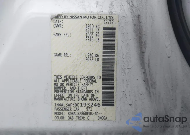 1N4AL3AP3DC193246: 44111215