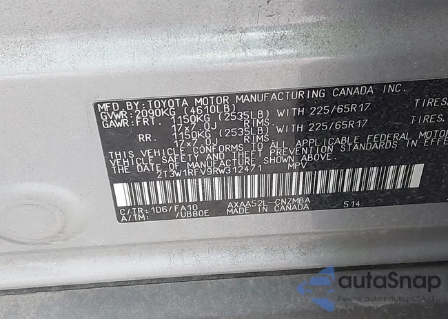 2T3W1RFV9RW312471: 44111234