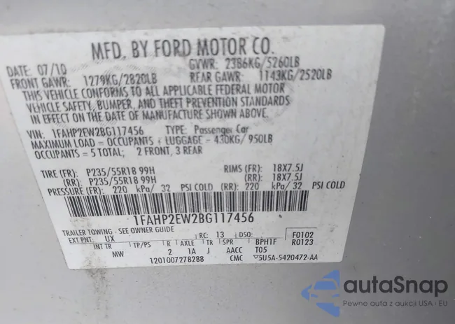 1FAHP2EW2BG117456: 44111246