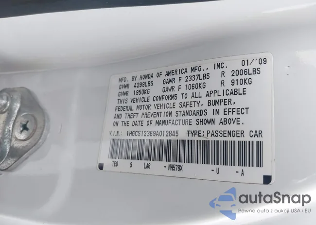 1HGCS12369A012845: 44111330