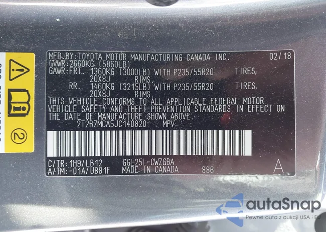 2T2BZMCA5JC140820: 44111359