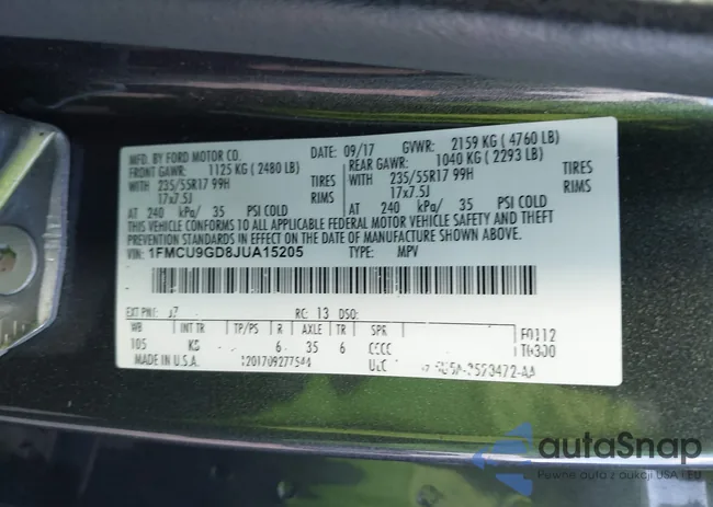 1FMCU9GD8JUA15205: 44111431