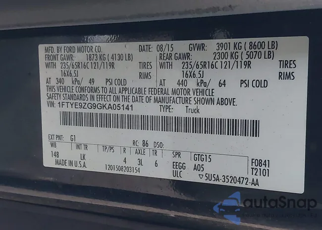 1FTYE9ZG9GKA05141: 44112607