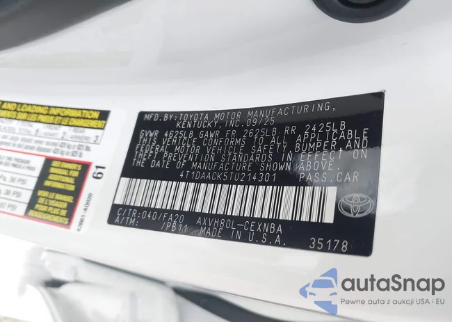 4T1DAACK5TU214301: 44112652