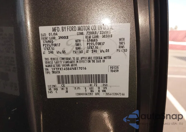 1FTPX14584NB17016: 44112714