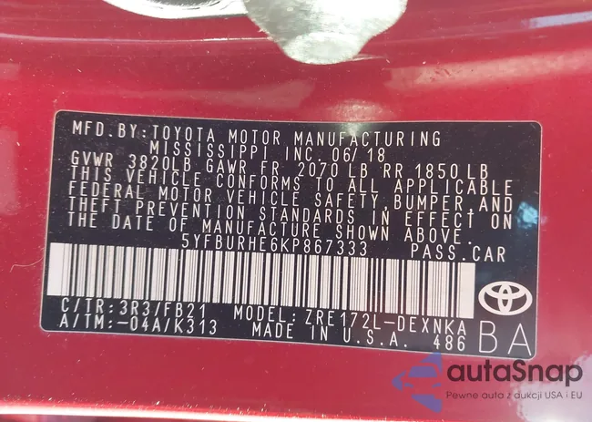 5YFBURHE6KP867333: 44112741