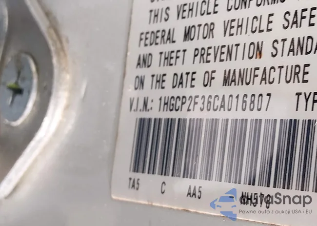 1HGCP2F36CA016807: 44112744