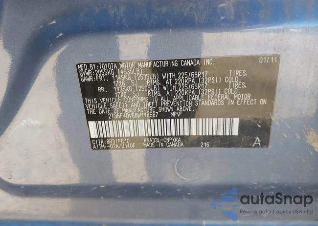 2T3BF4DV6BW118587: 44112768