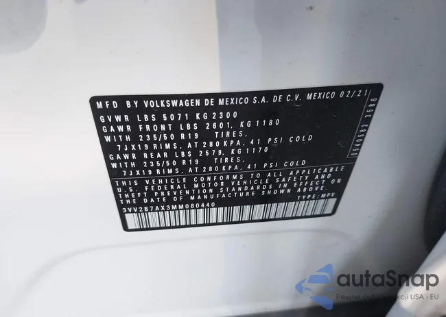 3VV2B7AX3MM080440: 44112836