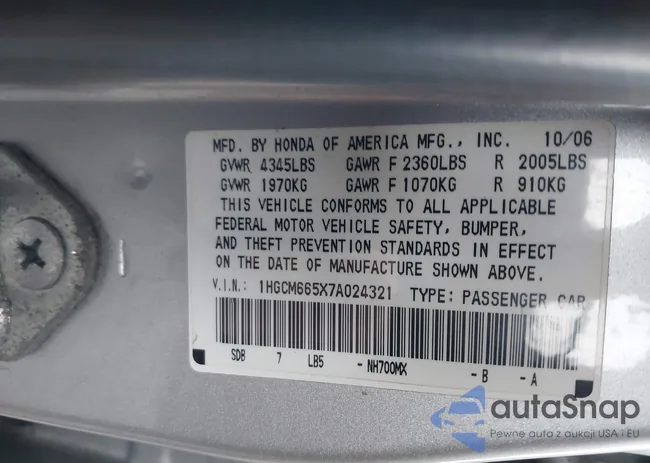 1HGCM665X7A024321: 44112918