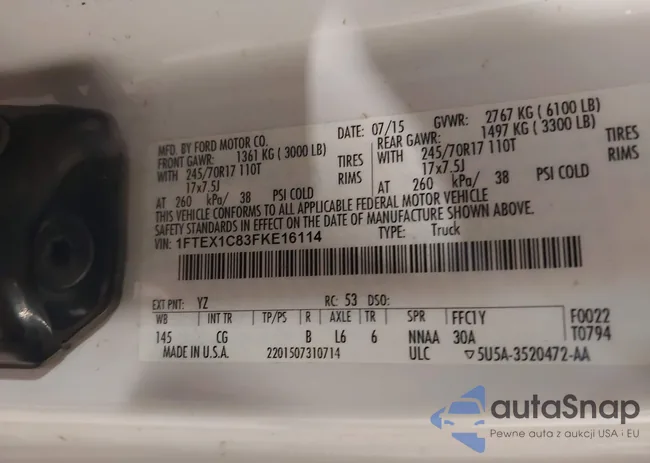 1FTEX1C83FKE16114: 44112218