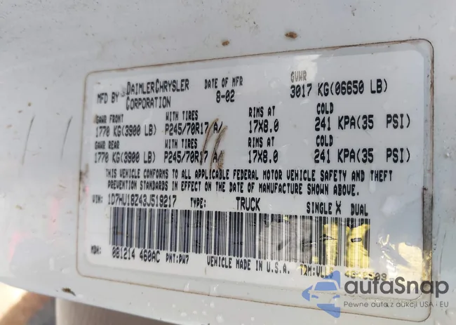 1D7HU18Z43J519217: 44112292