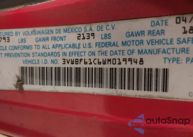 3VWBF61C6WM019948: 44112341