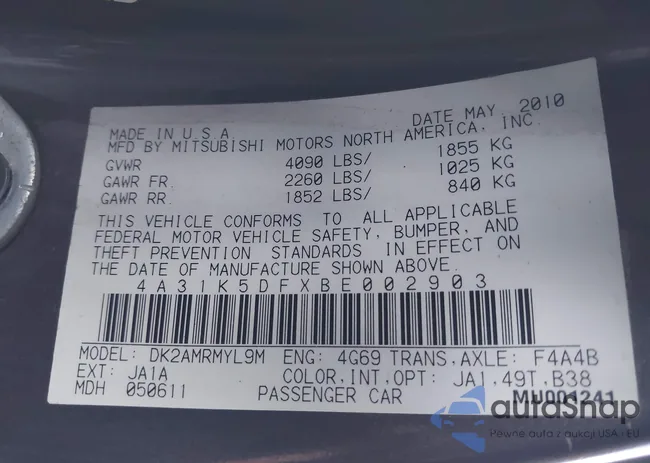 4A31K5DFXBE002903: 44112422