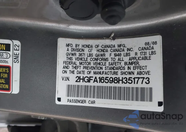 2HGFA16598H351773: 44113522