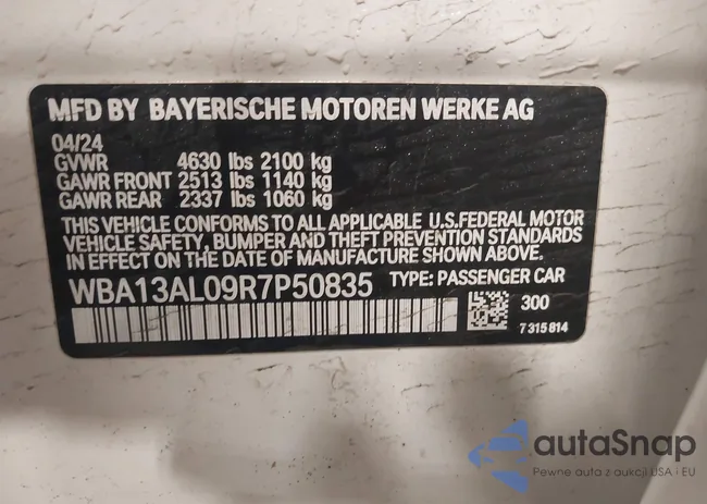 WBA13AL09R7P50835: 44113761