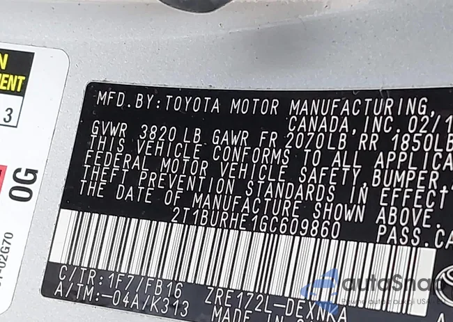 2T1BURHE1GC609860: 44113779