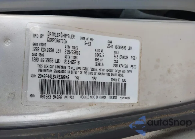 2D4GP44L64R530848: 44113916