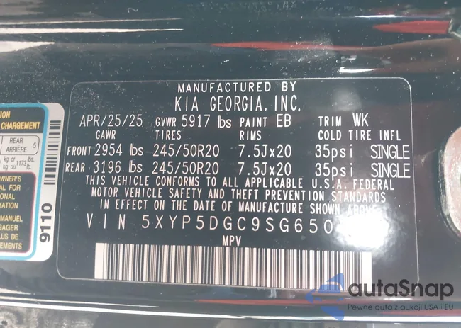 5XYP5DGC9SG650983: 44113935