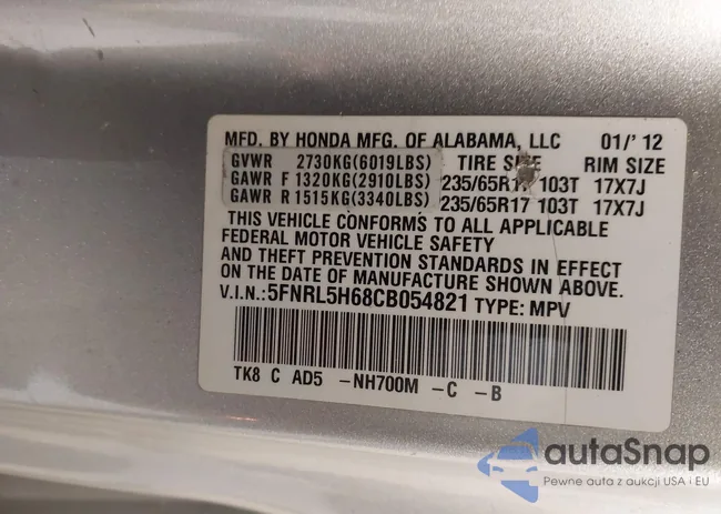 5FNRL5H68CB054821: 44113125