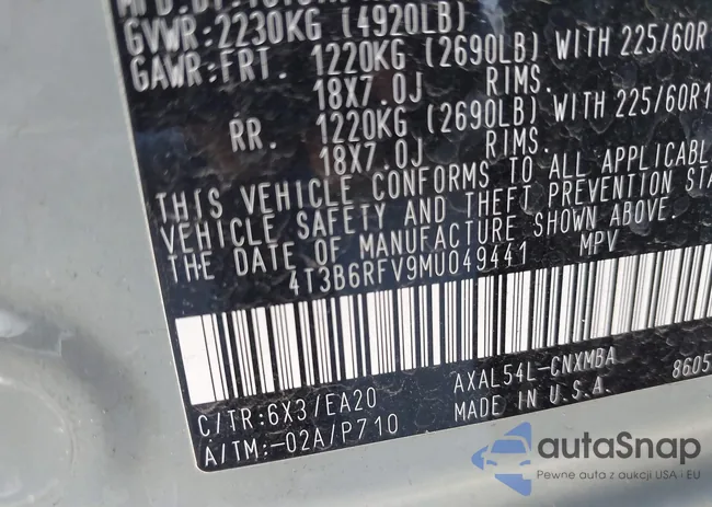 4T3B6RFV9MU049441: 44113196