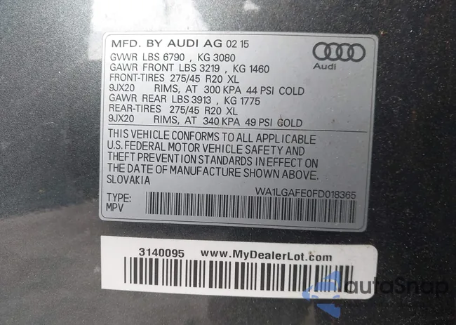 WA1LGAFE0FD018365: 44113232