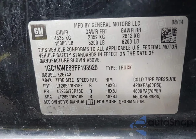 1GC1KWE88FF193925: 44113350