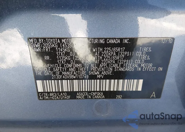 2T3DF4DV9BW110749: 44113390