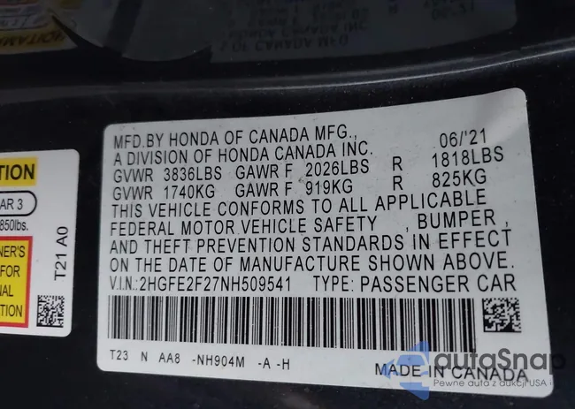 2HGFE2F27NH509541: 44114506