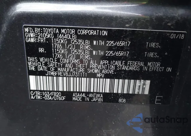 JTMBFREV8JJ731111: 44114553