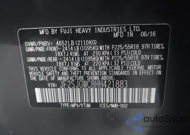 JF2SJGWC8HH421883: 44114594