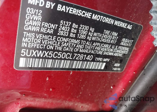 5UXWX5C50CL728140: 44114669