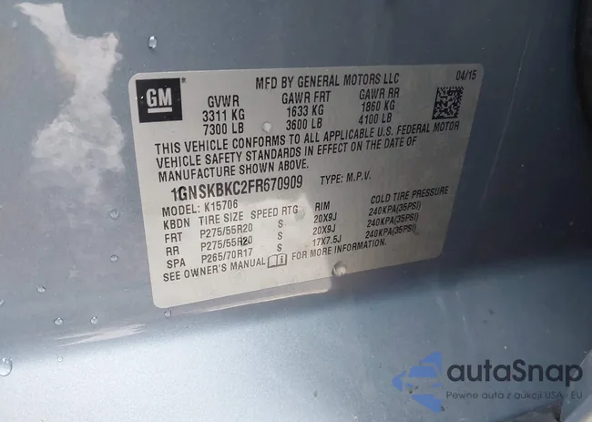 1GNSKBKC2FR670909: 44114690