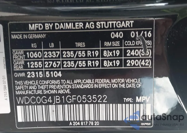 WDC0G4JB1GF053522: 44114722