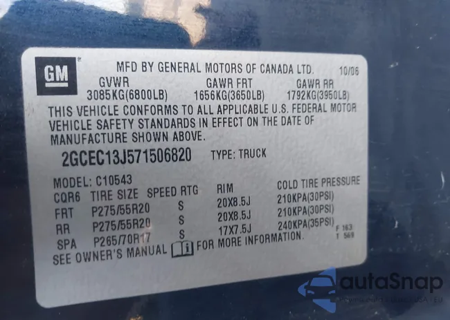 2GCEC13J571506820: 44114747